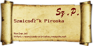 Szmicsák Piroska névjegykártya